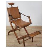 Antique oak and leather folding dentist/barber