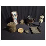 Box of desk clock, sugar sifter, etc