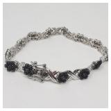 Sterling silver and black stones tennis bracelet