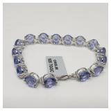 Sterling silver and blue gemstone tennis bracelet