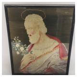 Framed needle point of St Joseph