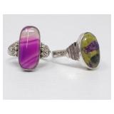 Sterling silver rings, one Botswana agate stone