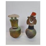 Pair of signed Helene Fielder ceramic vessels