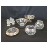 Group of sterling silver overlay on glass and