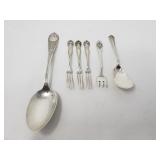 Group of sterling silver spoons and forks