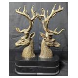 Pair of brass deer stag bookends