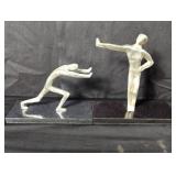 Pair of iron and slate bookends