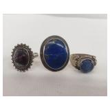 Sterling silver rings, blue kyanite stone, lapis