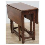 Antique gate leg drop leaf oak table, as is