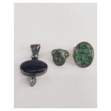 Sterling silver pendant with blue sun stone and