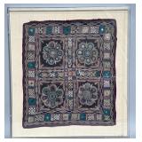 Acrylic framed vintage hand-embroidered textile