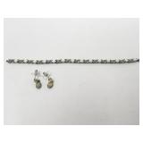 Sterling silver opal tennis bracelet, and earrings