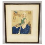 Framed pencil signed watercolor