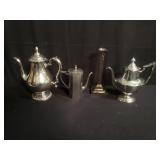 Group of silver plate teapots
