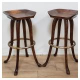 Pair of Jean of Topanga wood and metal bar stools