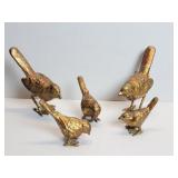 Five vintage gilt cast iron bird figures