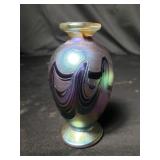 Signed studio art glass vase