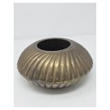 Vintage ribbed brass vessel