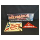 Three metal signs