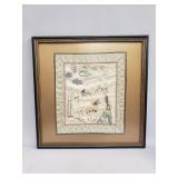 Framed vintage Asian silk embroidery