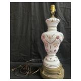 Vintage glass hand painted floral design lamp