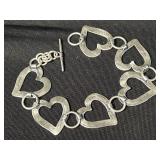 Sterling silver heart link bracelet