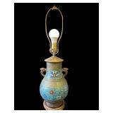 Vintage brass cloisonnï¿½ enamel lamp