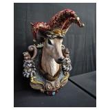 Composite festive wall mounted reindeer sculpture