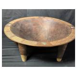 Carved wood mother of pearl in laid Kava bowl
