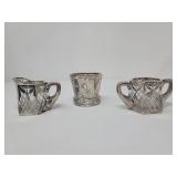 Glass silver overlay creamer and two sugars