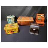 Group of vintage banks and containers