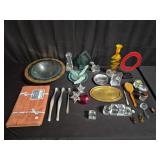 Box of miscellaneous candle holder, lided jar