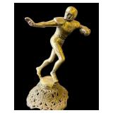 Vintage 1967 brass football player trophy