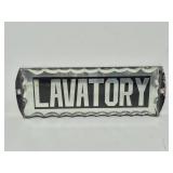 Deco glass and metal lavatory sign