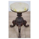 Antique carved walnut swivel piano stool, as is
