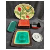 Group of ceramic plates and tray