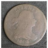 1804 Draped Bust Half Cent Coin.
