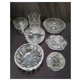 Group of crystal and cut crystal, bowls, trays,