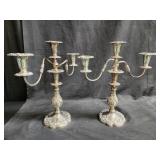 Pair of silver plate candelabras