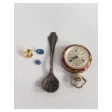 Miniature pocket watch, sterling silver tea