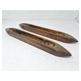 Pair of wooden boat shuttles