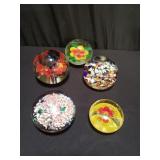 Group of art glass paper weights