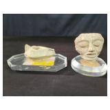 Antique ceramic oil lamp and pre-Columbian style