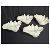 4 ceramic seashell bowls