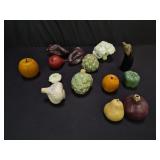 Group of ceramic fruit salt and pepper shakers