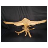 2PC carved wood eagle sculpture