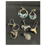 Group of sterling silver earrings