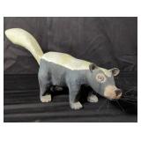 Signed Joe Ortega carved wood badger sculpture