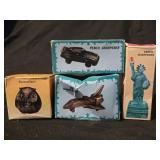 Lot of 4 pencil sharpeners , die cast and owl