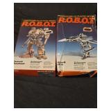 Vintage 1985 unassembled plastic model robot 2ct